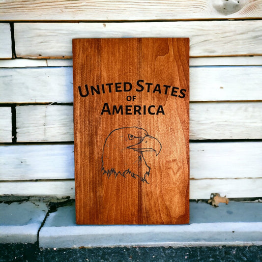 “United States Of America” Custom Wood Sign With Eagle