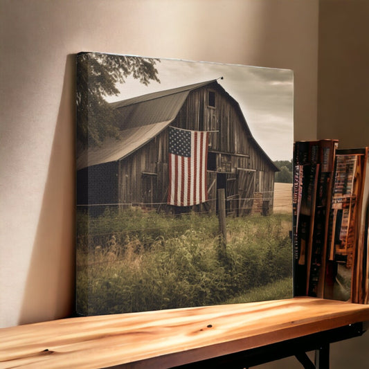 Old Barns And The American Flag