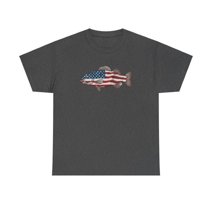 Patriotic fishing shirt with USA flag and catfish
