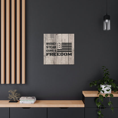 "Whiskey, Steak, Guns & Freedom" Canvas Wall Art - Weave Got Gifts - Unique Gifts You Won’t Find Anywhere Else!