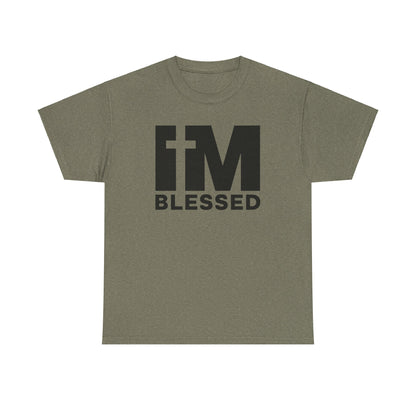 Religious t-shirt with cross and “I’m Blessed” design for women.
