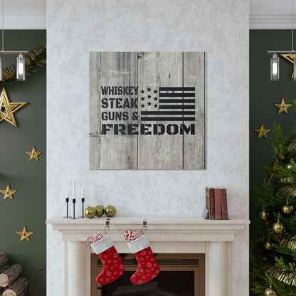 "Whiskey, Steak, Guns & Freedom" Canvas Wall Art - Weave Got Gifts - Unique Gifts You Won’t Find Anywhere Else!