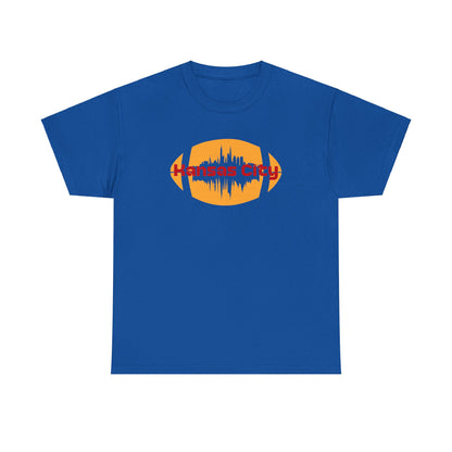 Comfortable football t-shirt with city skyline graphic
