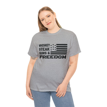 "Whiskey, Steak, Guns & Freedom" T-Shirt - Weave Got Gifts - Unique Gifts You Won’t Find Anywhere Else!