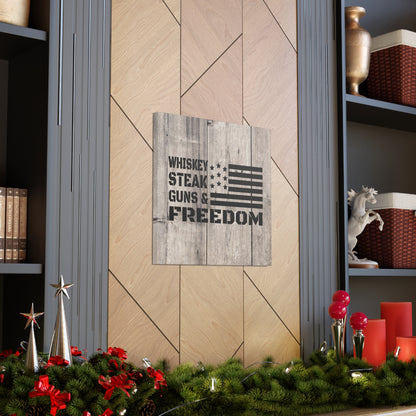 "Whiskey, Steak, Guns & Freedom" Canvas Wall Art - Weave Got Gifts - Unique Gifts You Won’t Find Anywhere Else!