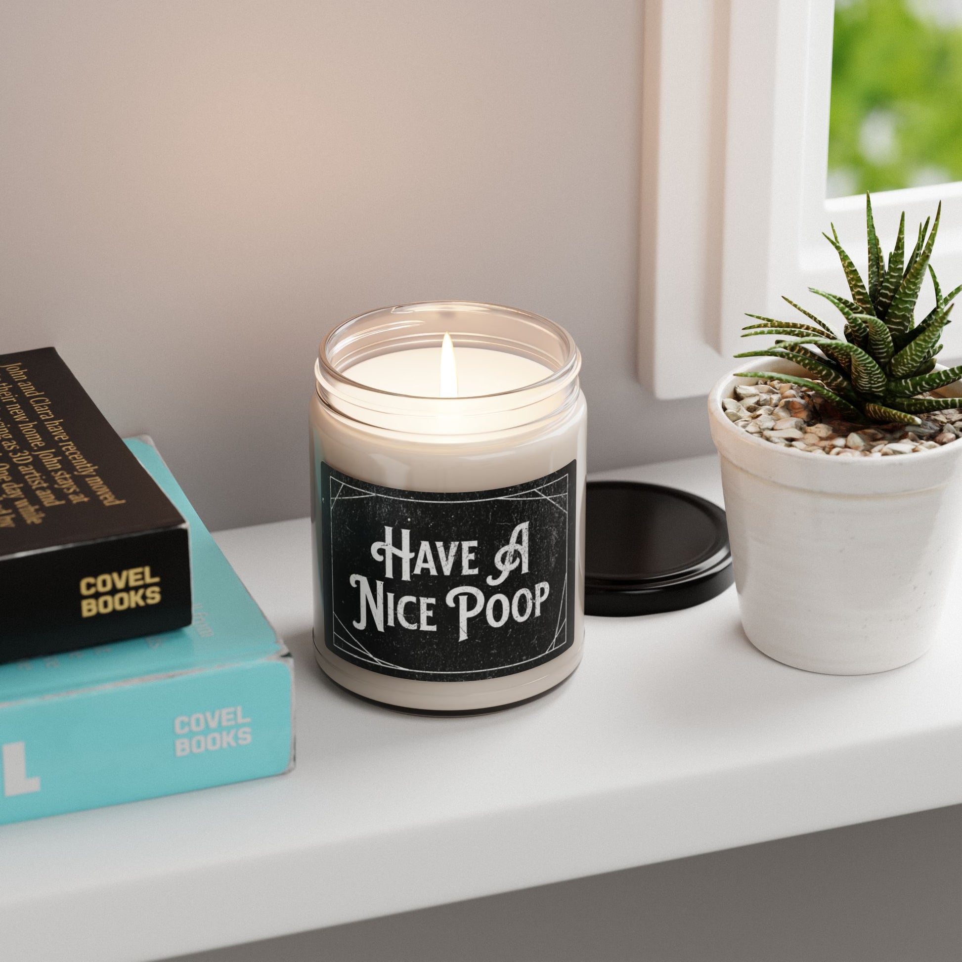 Have a nice poop candle for quirky bathroom decor
