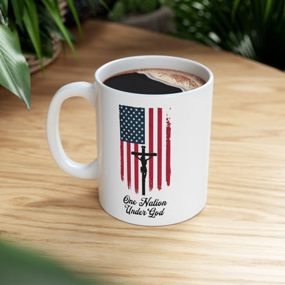 One Nation Under God coffee mug for patriotic Christians
