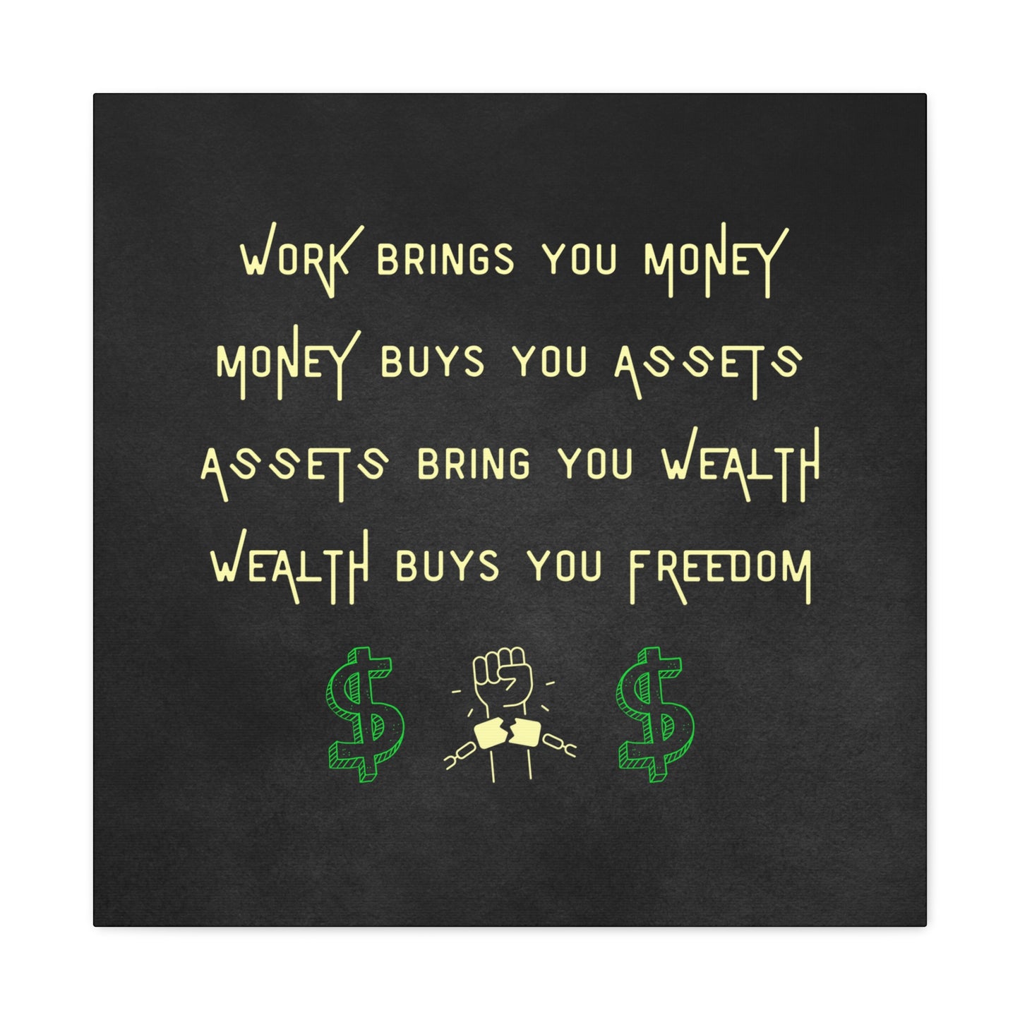 Work brings money quote wall art
