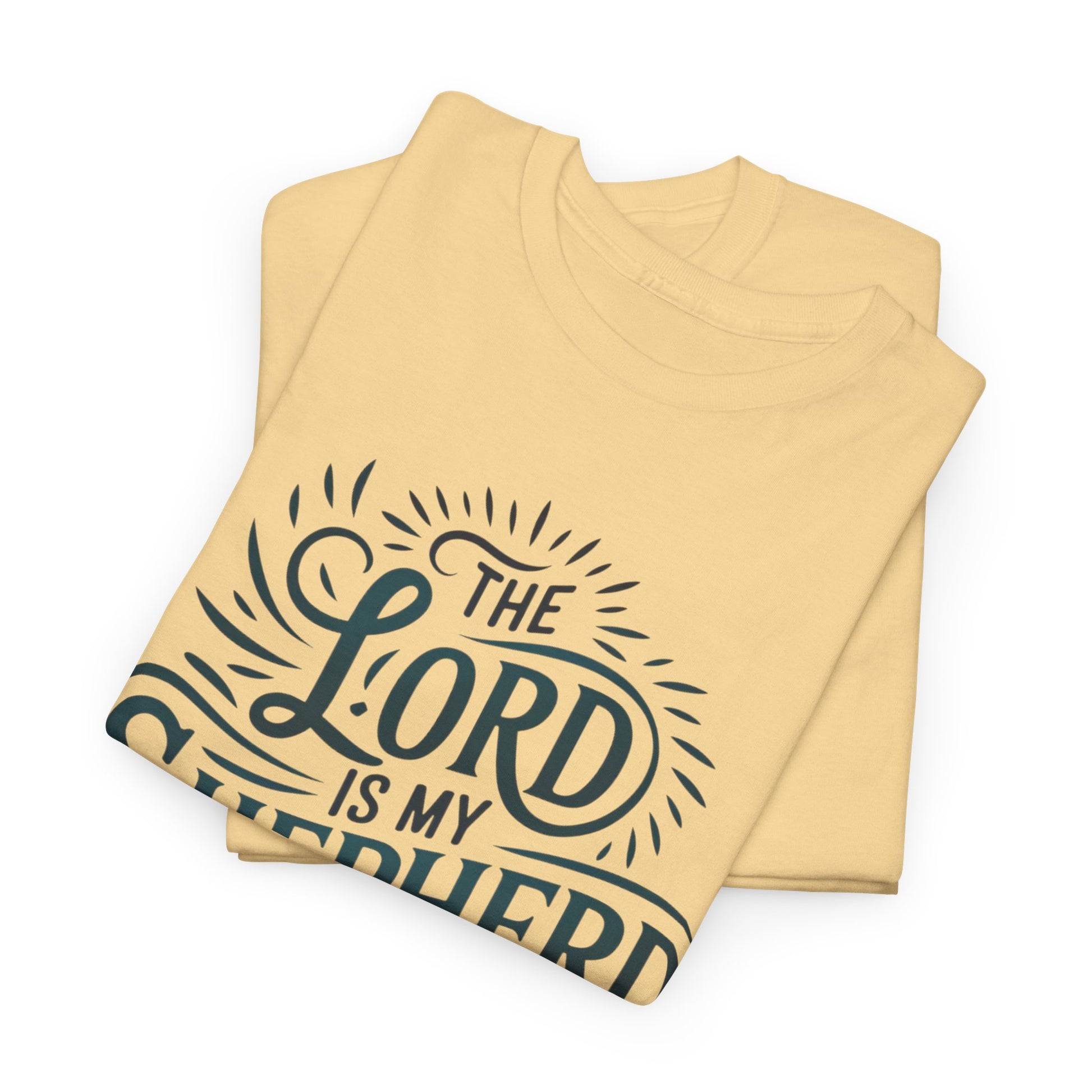 Psalm 23:1 shirt with biblical quote and decorative accents
