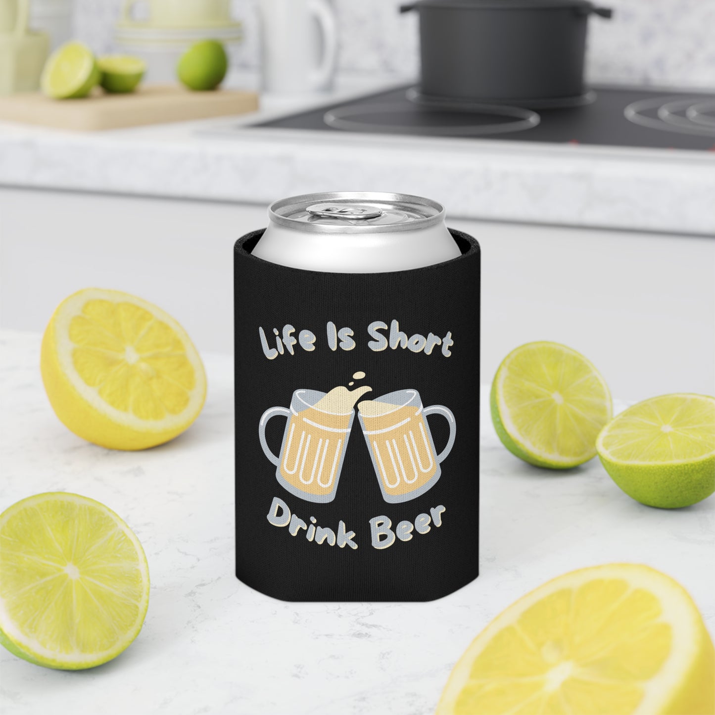 Funny beer can cooler for parties and casual gatherings
