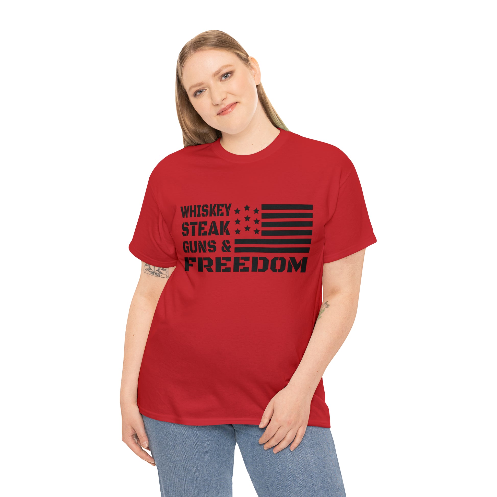 "Whiskey, Steak, Guns & Freedom" T-Shirt - Weave Got Gifts - Unique Gifts You Won’t Find Anywhere Else!