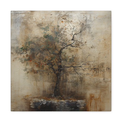 Ancient tree canvas art embracing imperfection