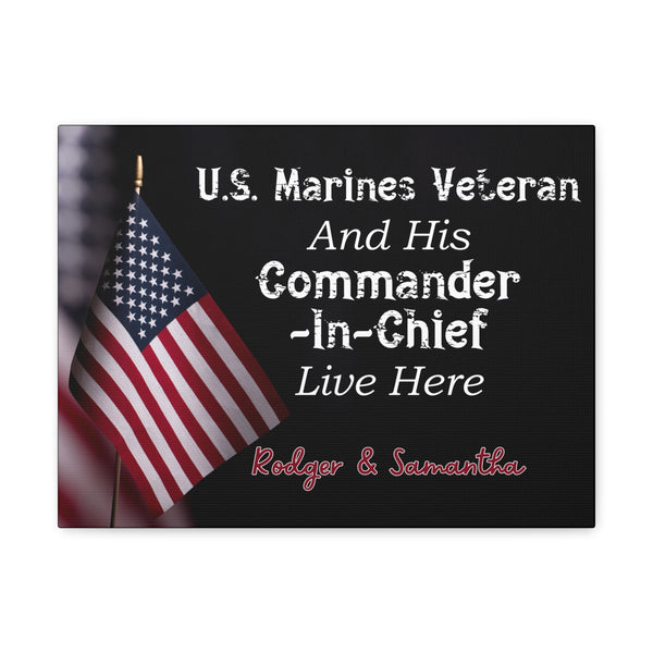 Military wall art honoring US Marine veterans with patriotic design
