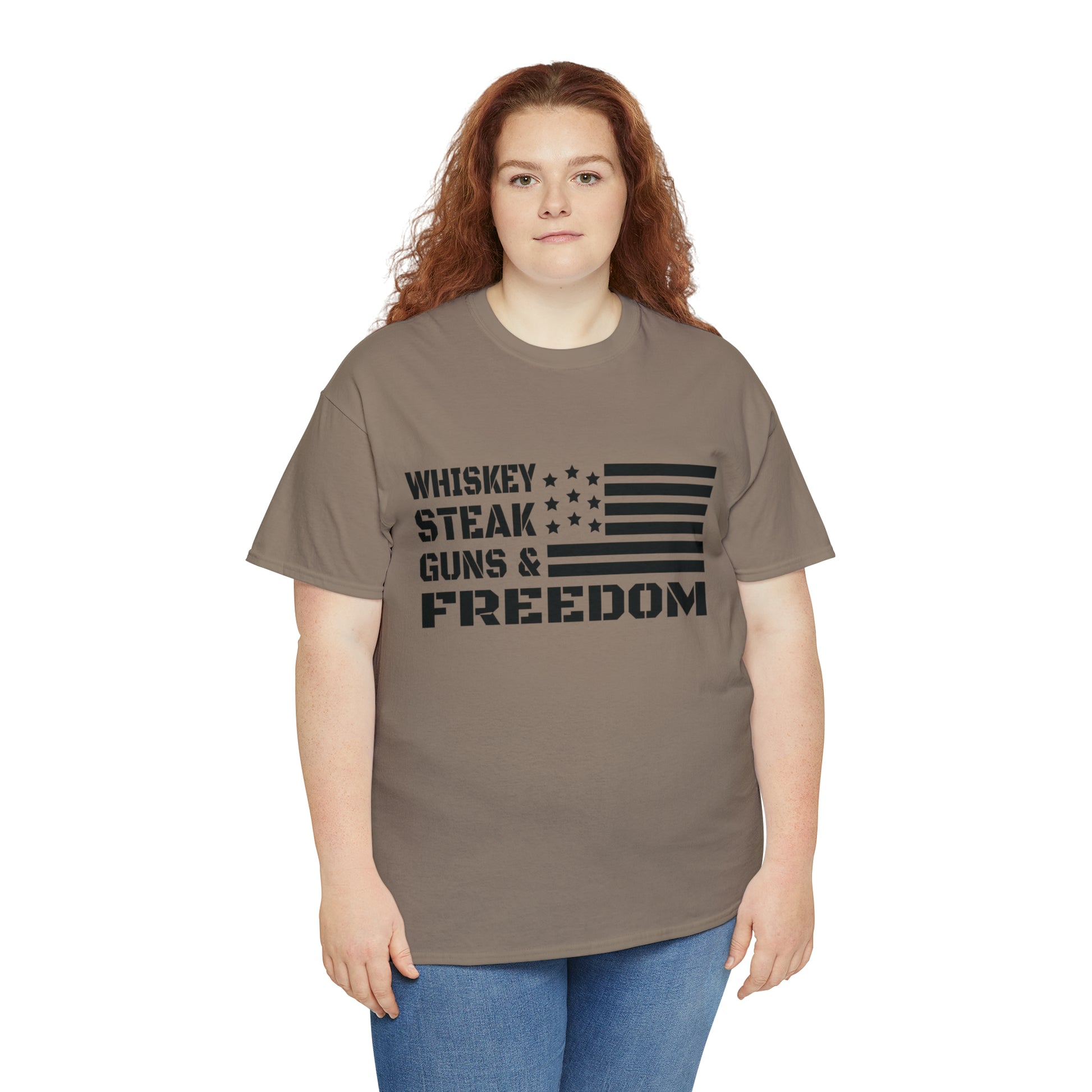 "Whiskey, Steak, Guns & Freedom" T-Shirt - Weave Got Gifts - Unique Gifts You Won’t Find Anywhere Else!