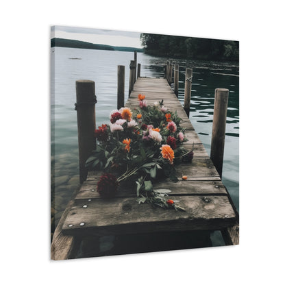 Romantic photograph of dock and flowers for wedding decor
