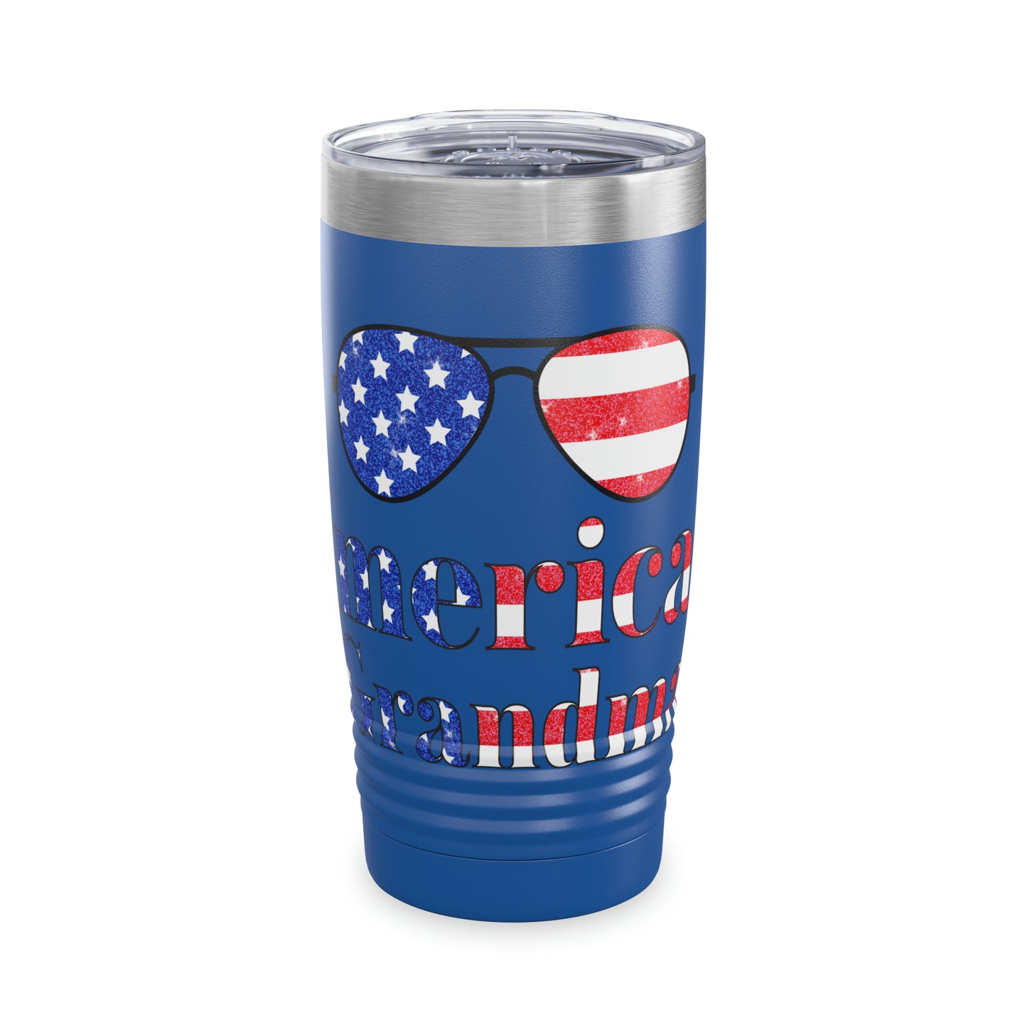 Vintage patriotic tumbler with American Grandma text
