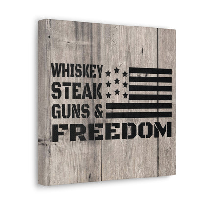 "Whiskey, Steak, Guns & Freedom" Canvas Wall Art - Weave Got Gifts - Unique Gifts You Won’t Find Anywhere Else!