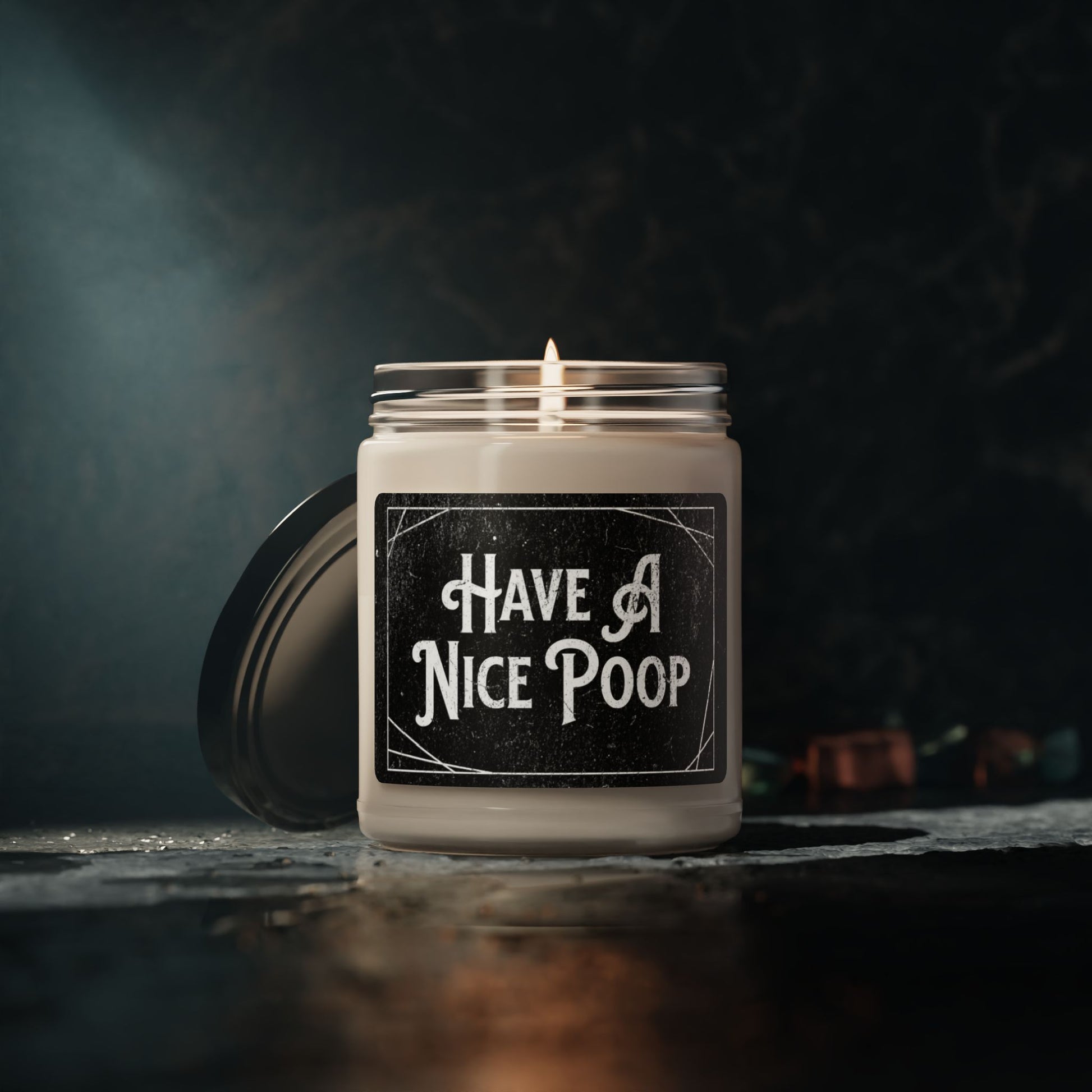 Bathroom candle with rustic industrial design
