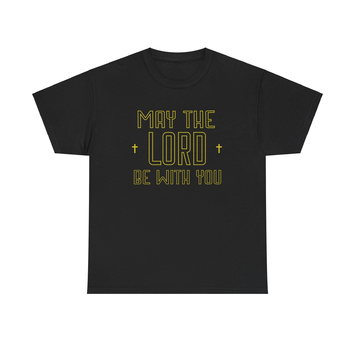 Graphic t-shirt for Christian dads with "May the Lord be with you" text
