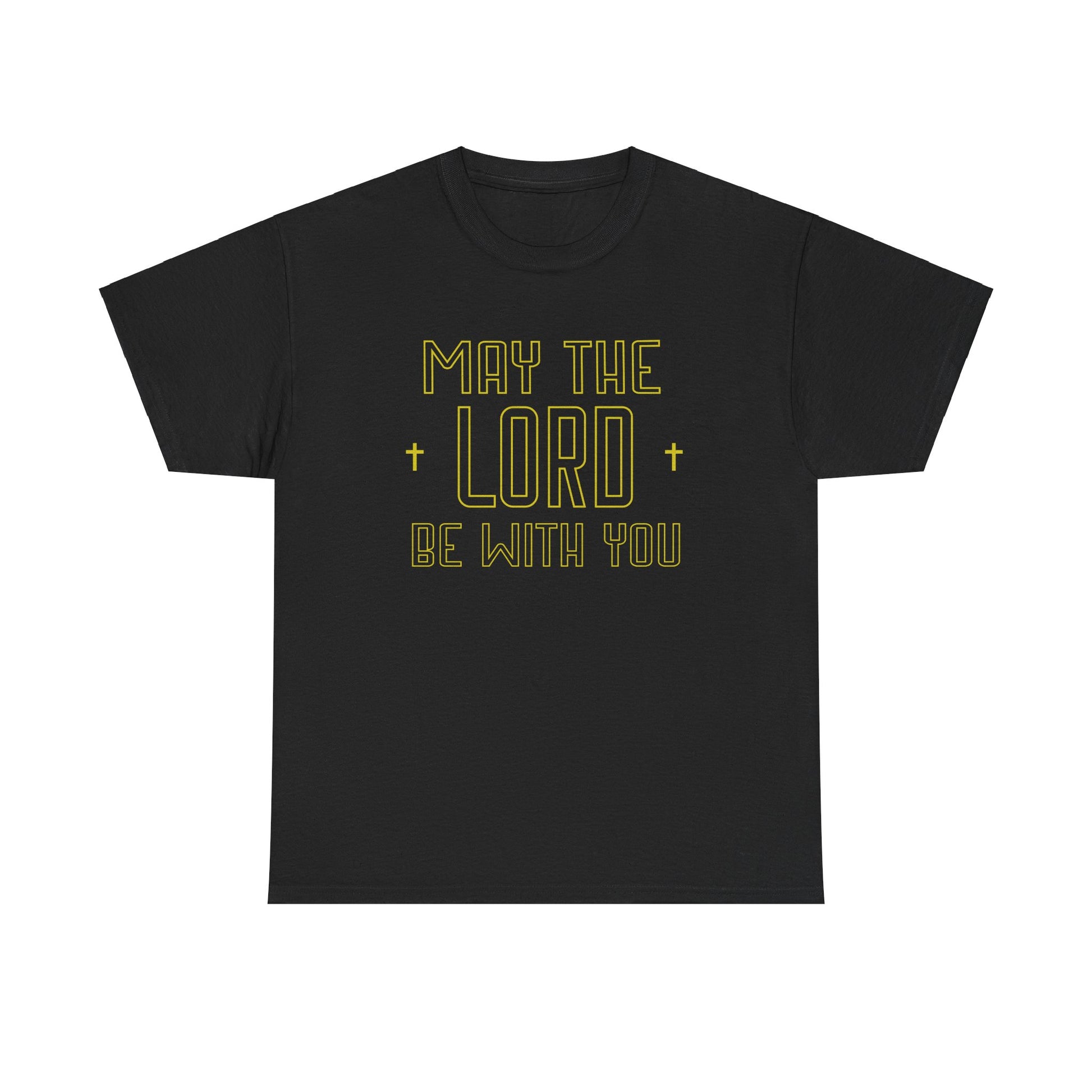 Graphic t-shirt for Christian dads with "May the Lord be with you" text
