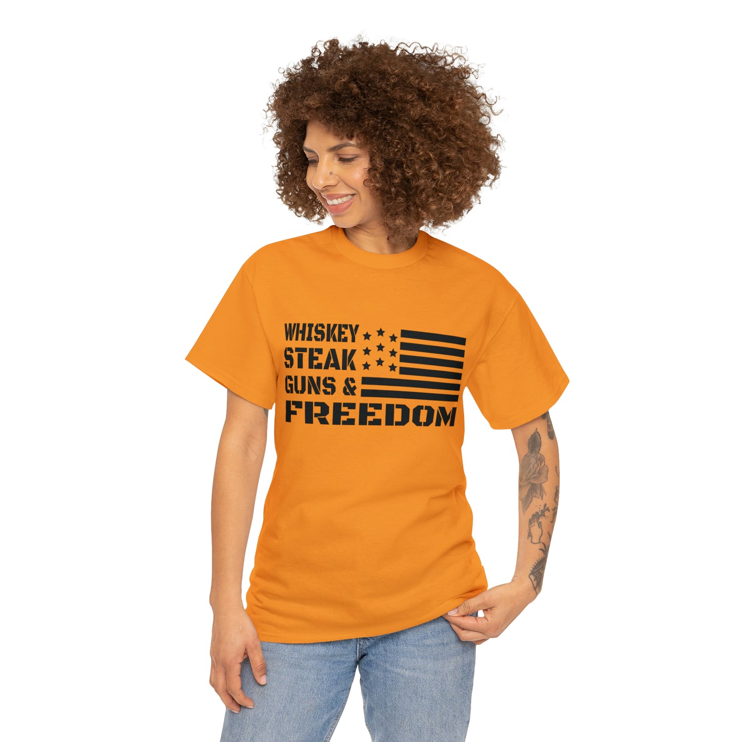 "Whiskey, Steak, Guns & Freedom" T-Shirt - Weave Got Gifts - Unique Gifts You Won’t Find Anywhere Else!