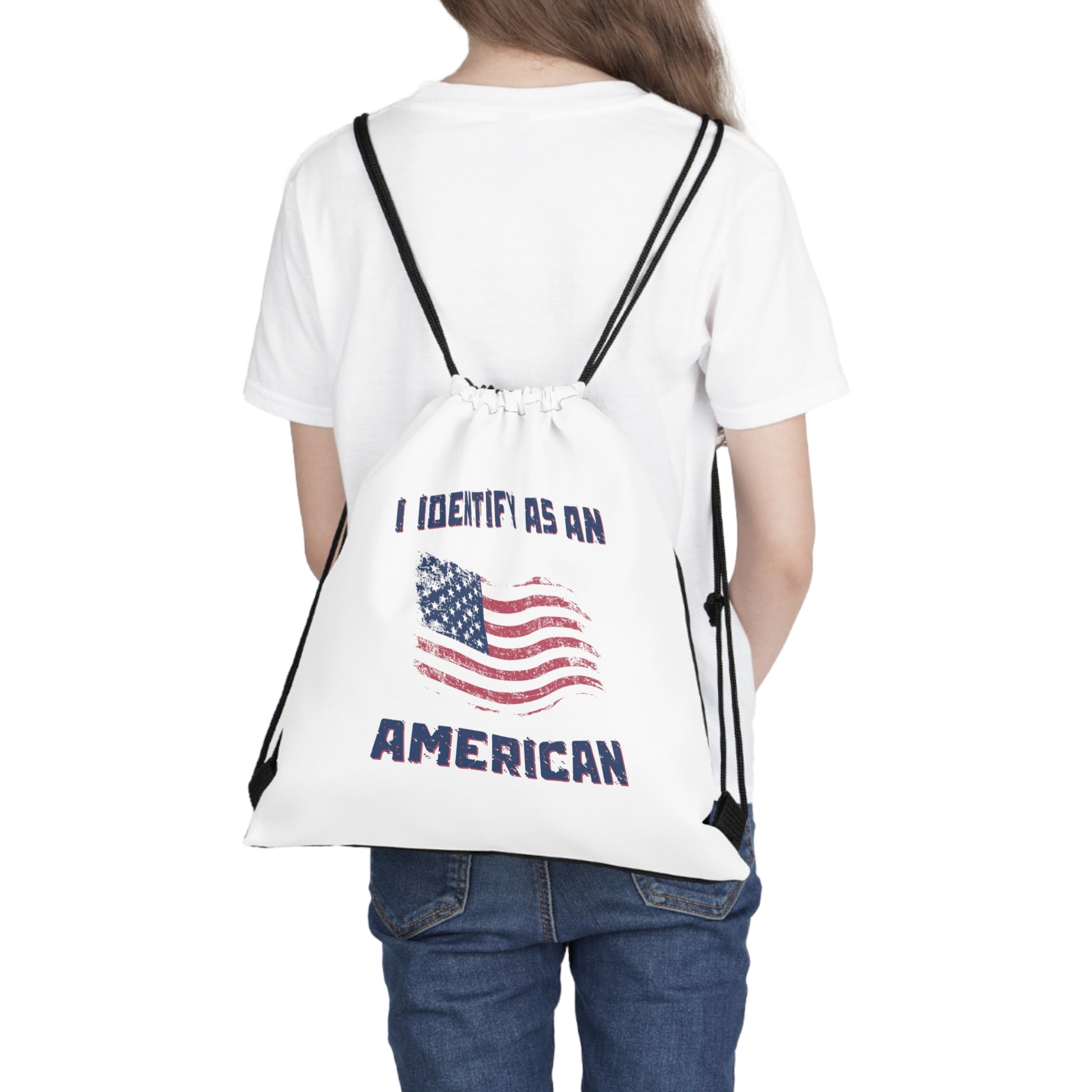 "I Identify As An American" Drawstring Bag - Weave Got Gifts - Unique Gifts You Won’t Find Anywhere Else!