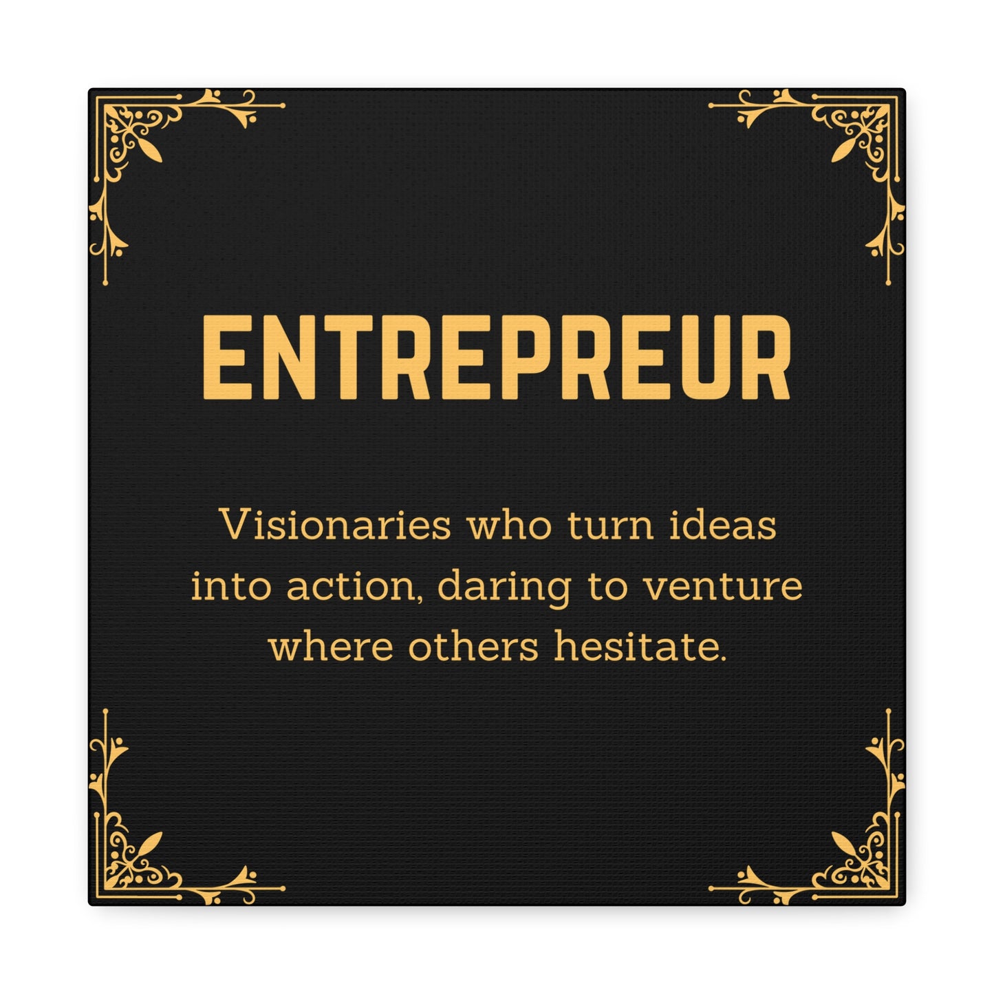 Visionary entrepreneur wall art with gold outline
