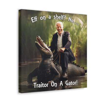 Funny conservative wall decor with Joe Biden riding a gator graphic
