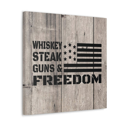 "Whiskey, Steak, Guns & Freedom" Canvas Wall Art - Weave Got Gifts - Unique Gifts You Won’t Find Anywhere Else!