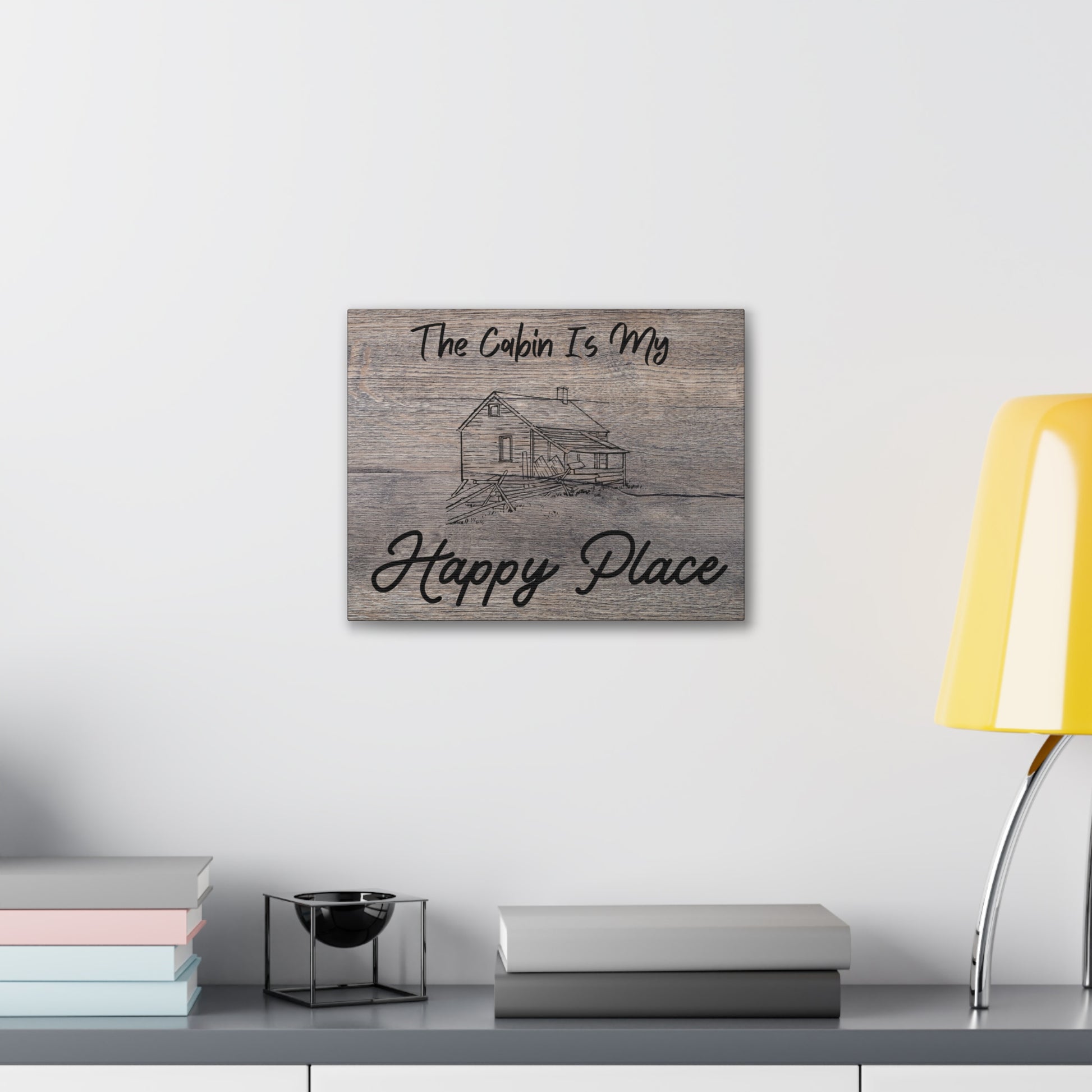 "The Cabin Is My Happy Place" Wall Art - Weave Got Gifts - Unique Gifts You Won’t Find Anywhere Else!