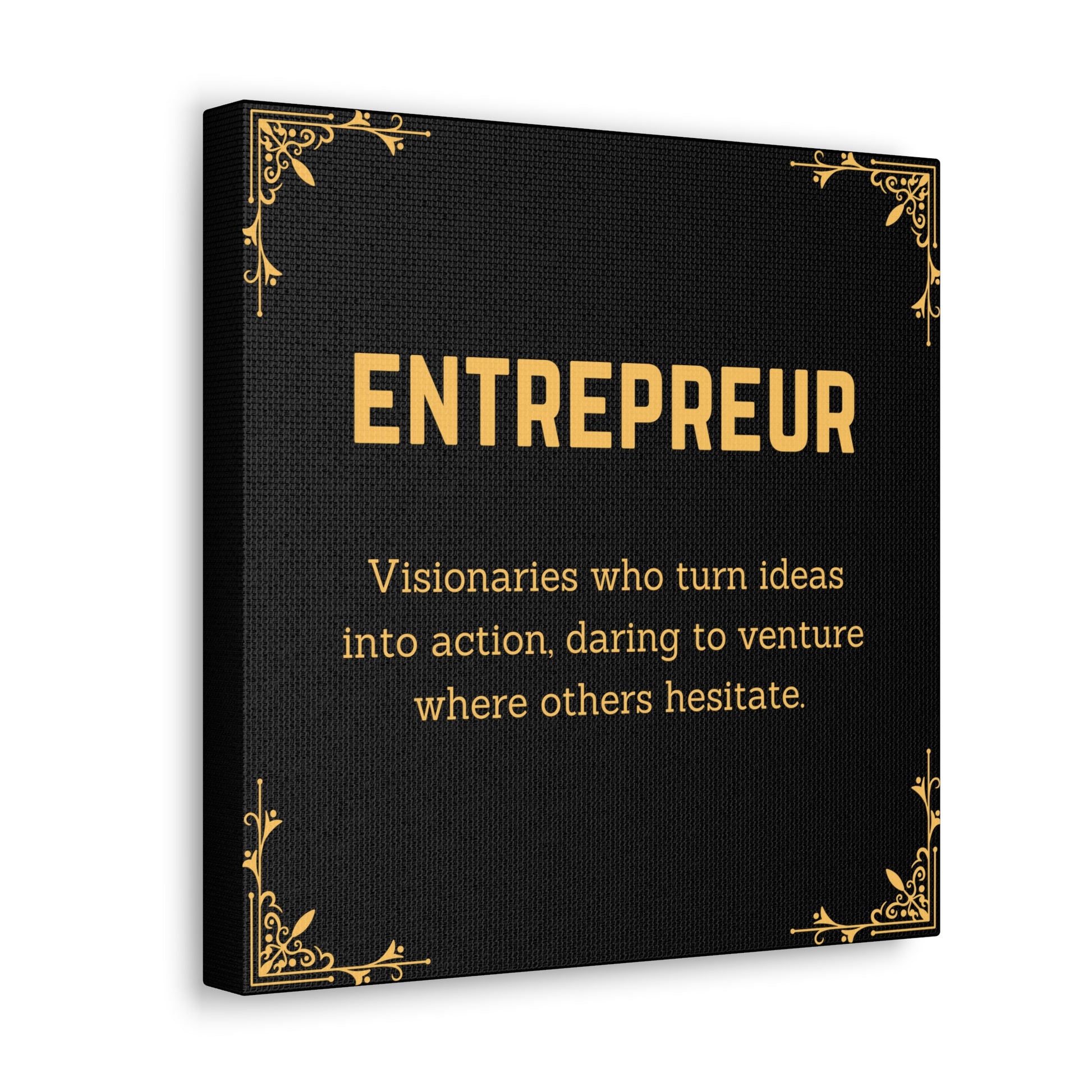 Entrepreneur canvas art with gold text
