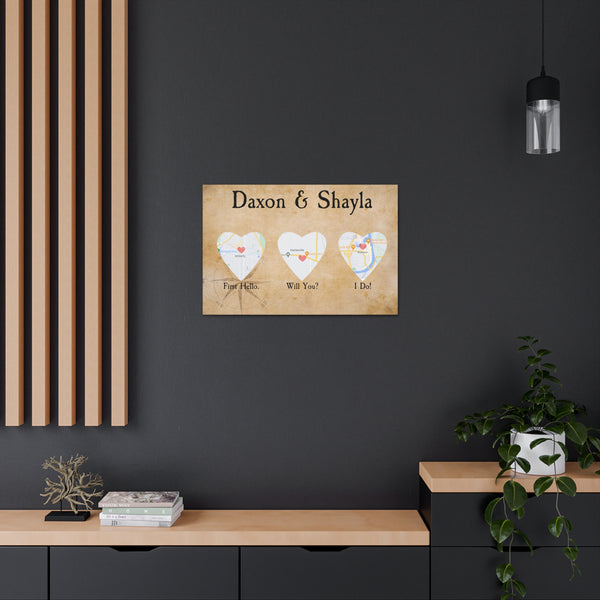 "Hello, Will You, & I Do Map" Canvas Print - Weave Got Gifts - Unique Gifts You Won’t Find Anywhere Else!