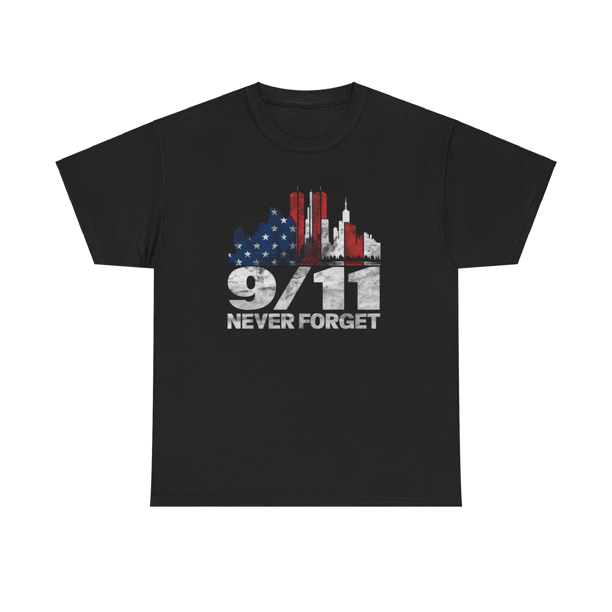 Twin Towers graphic t-shirt for 9/11 awareness
