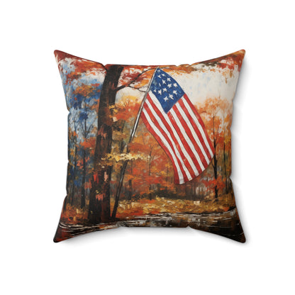 "Patriotic Fall Themed Throw Pillow"