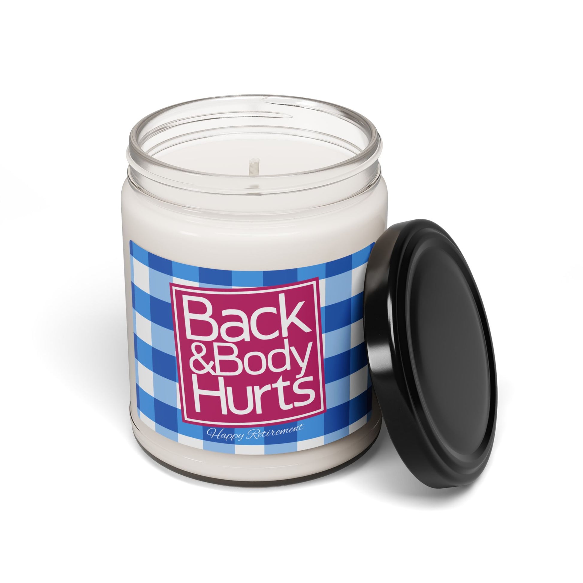 Back and Body Hurts candle as part of a retirement gift set.
