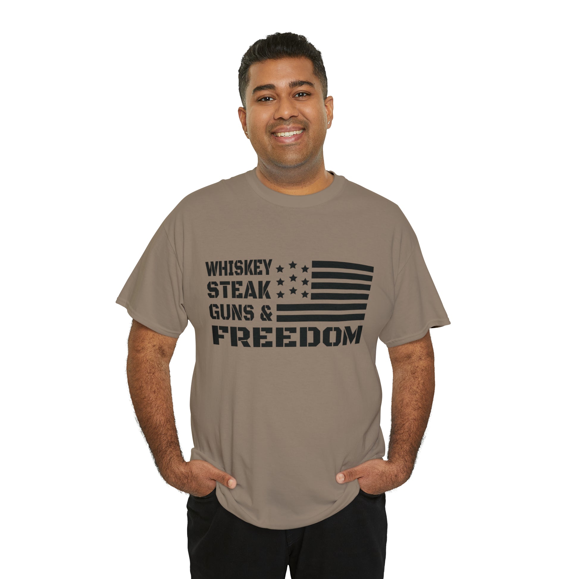 "Whiskey, Steak, Guns & Freedom" T-Shirt - Weave Got Gifts - Unique Gifts You Won’t Find Anywhere Else!