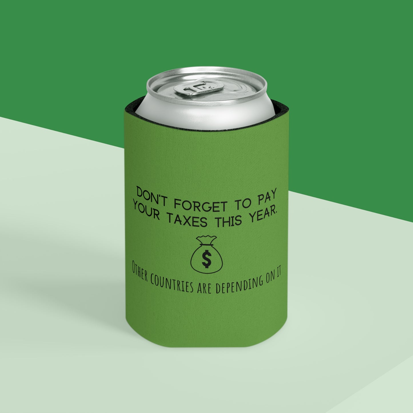 Patriotic Koozie with Funny Tax Reminder
