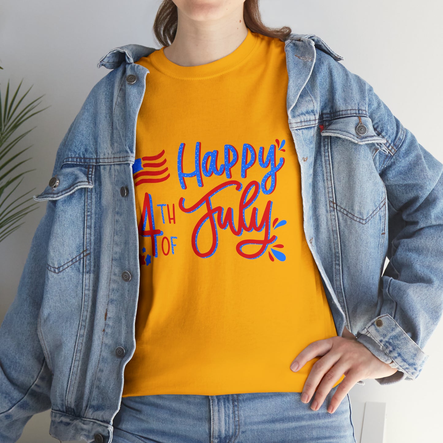 4th of July t-shirt with bold "Happy 4th of July!" text
