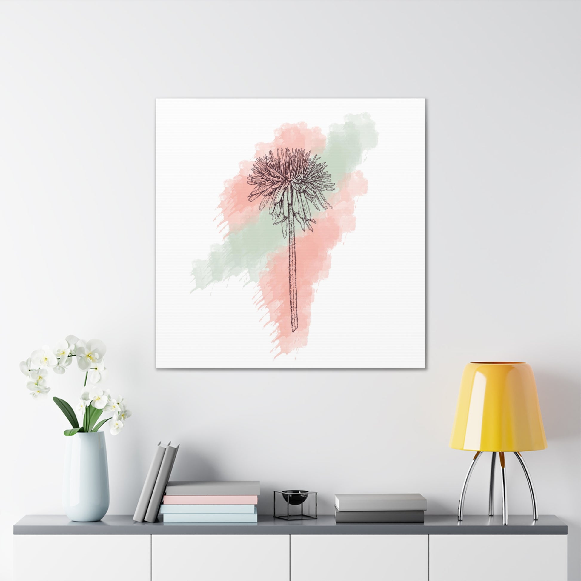 Minimalist floral wall art with black and white design
