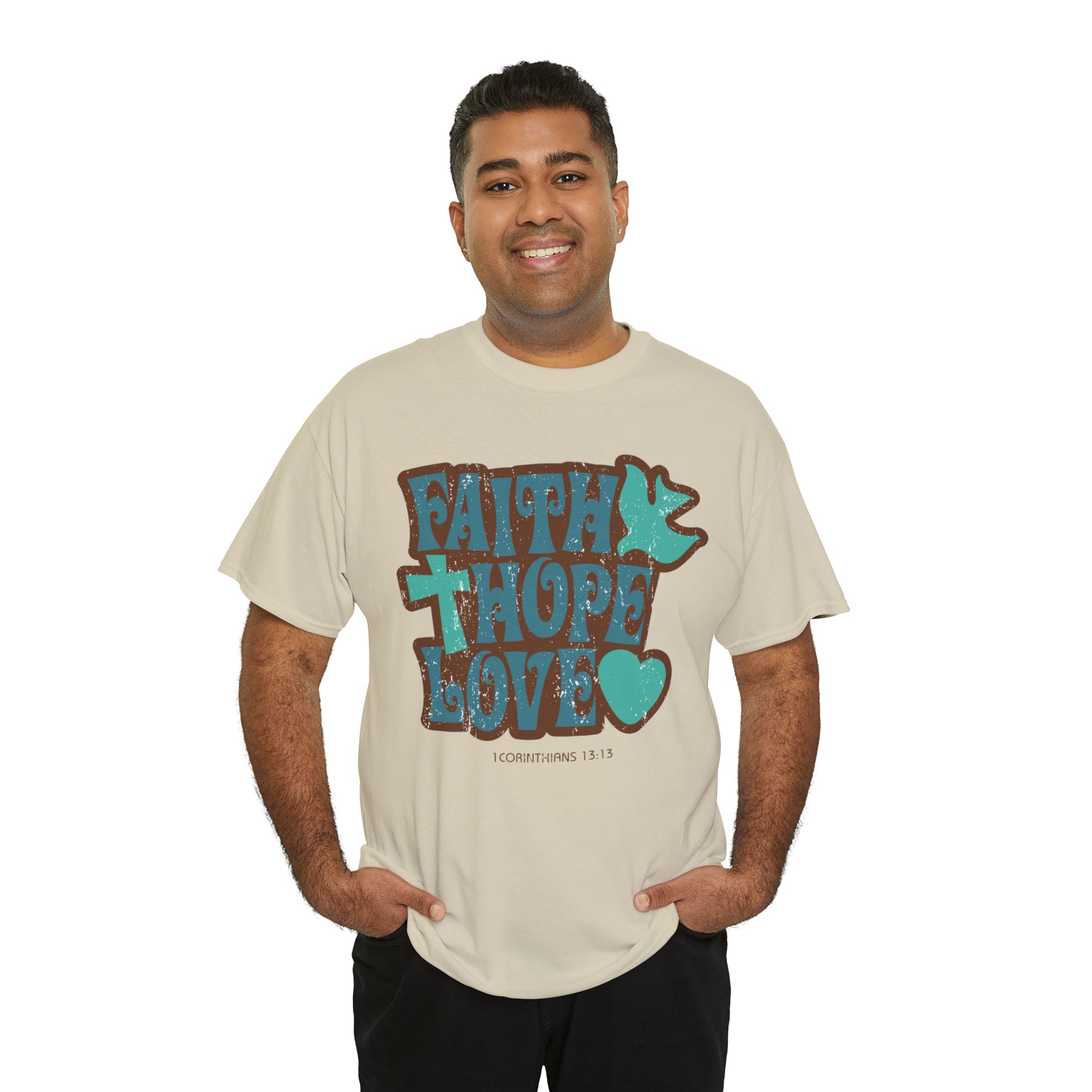 Bold faith hope love design on a stylish cotton tee
