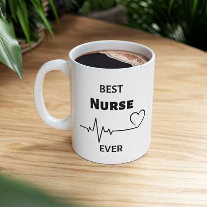 Durable ceramic nurse mug with C-handle for everyday use
