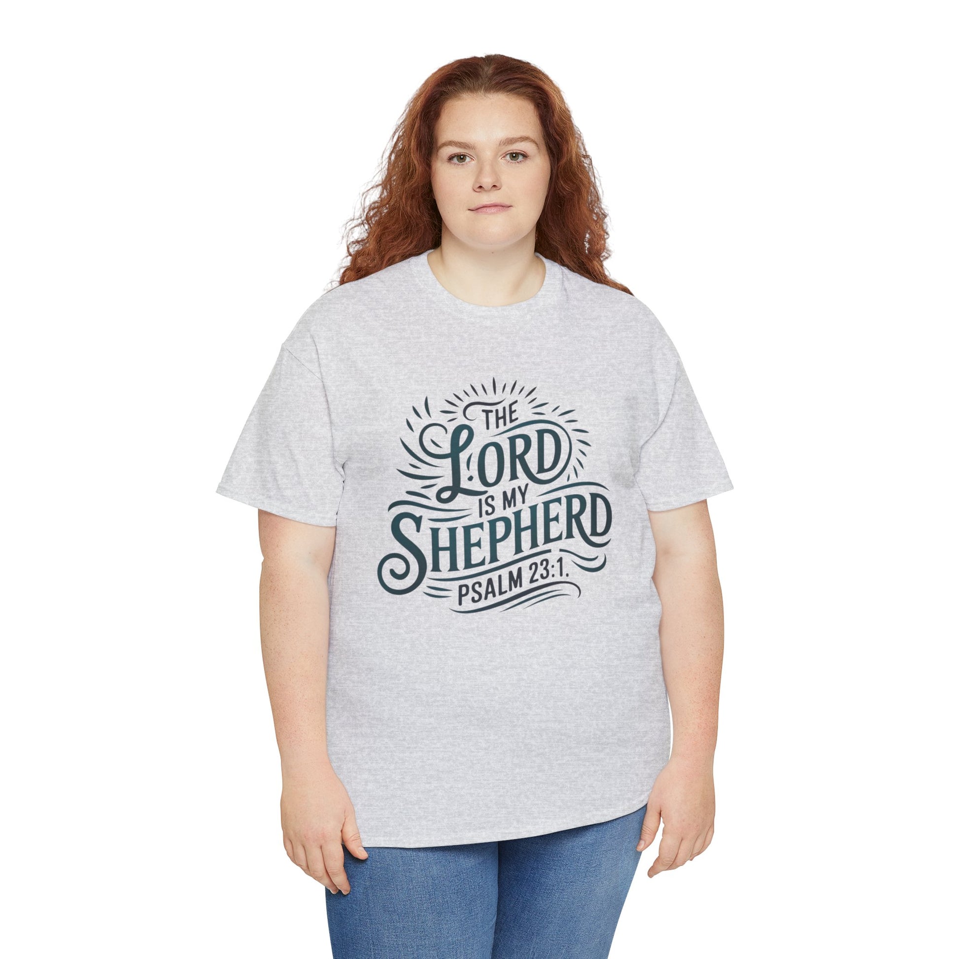 Teal and white Psalm 23 shirt perfect for casual or church wear
