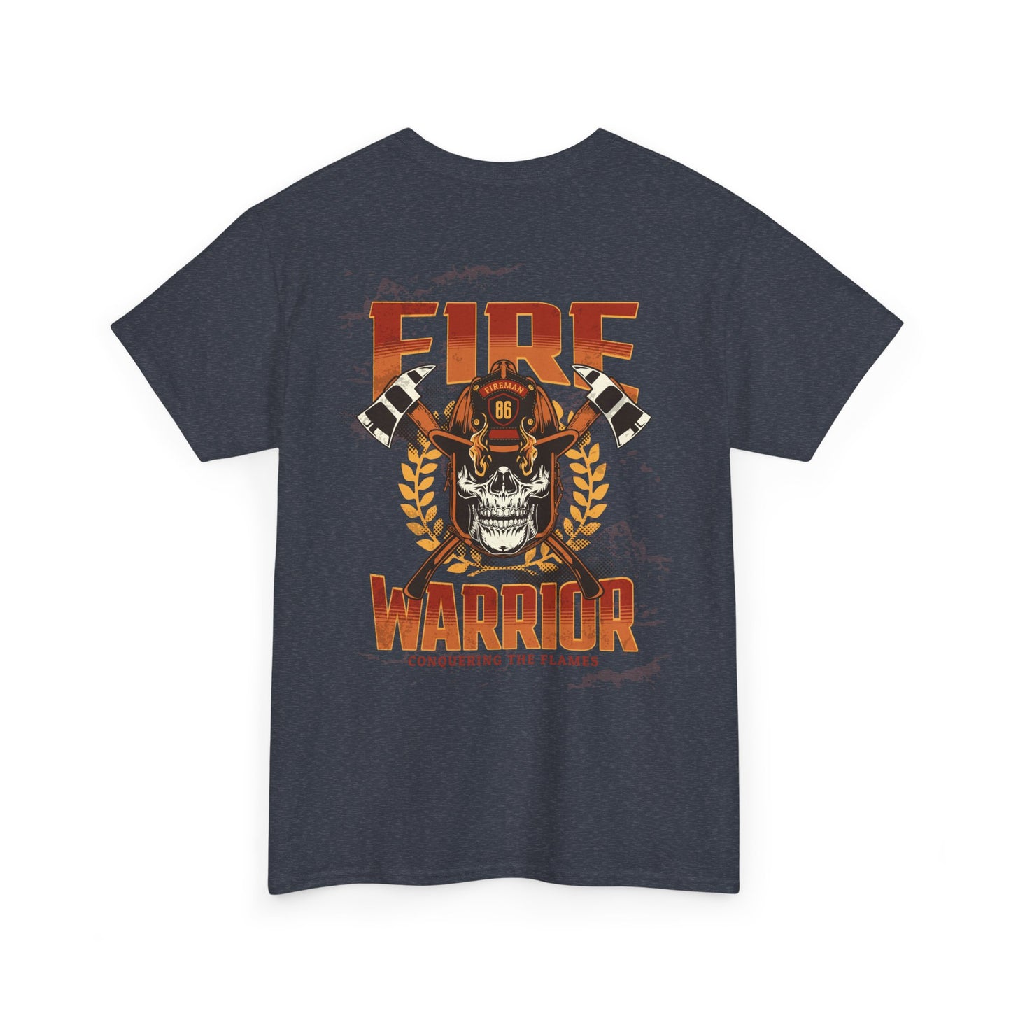 Edgy firefighter tee shirt with bold and detailed design
