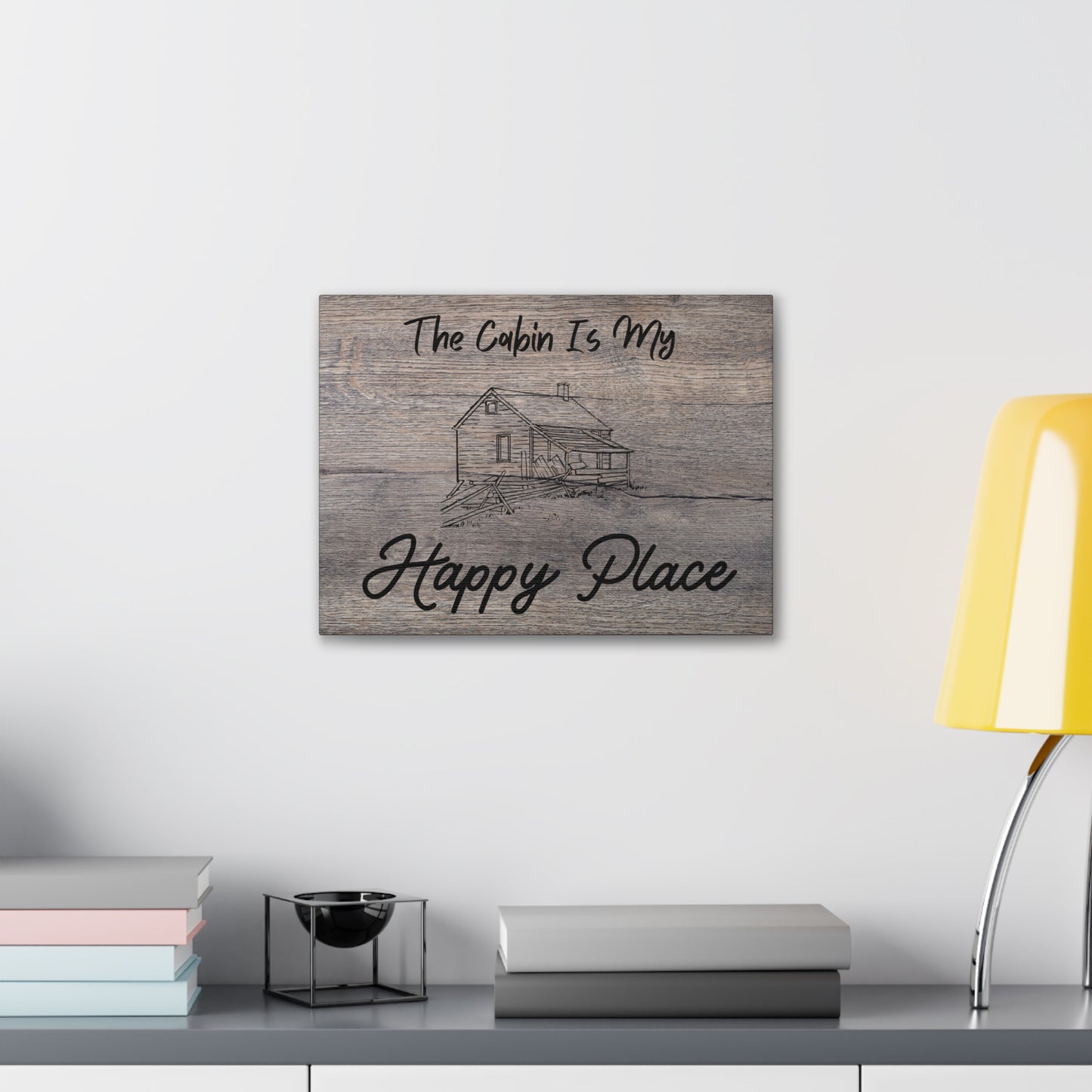 "The Cabin Is My Happy Place" Wall Art - Weave Got Gifts - Unique Gifts You Won’t Find Anywhere Else!