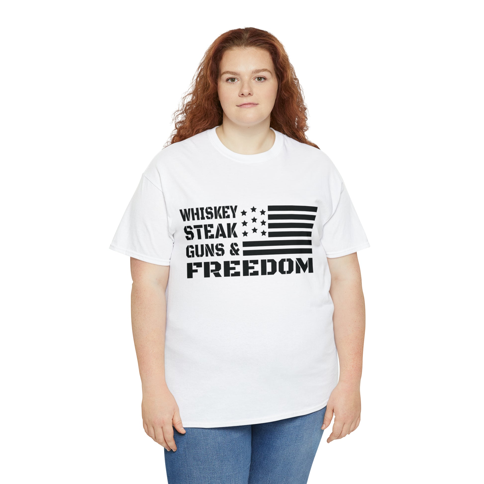 "Whiskey, Steak, Guns & Freedom" T-Shirt - Weave Got Gifts - Unique Gifts You Won’t Find Anywhere Else!