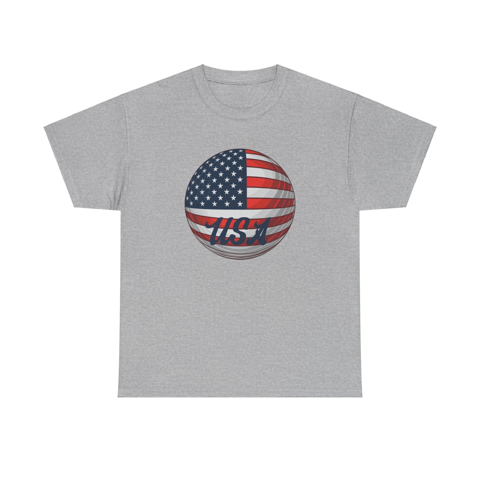 Golf shirt with USA flag-themed golf ball design
