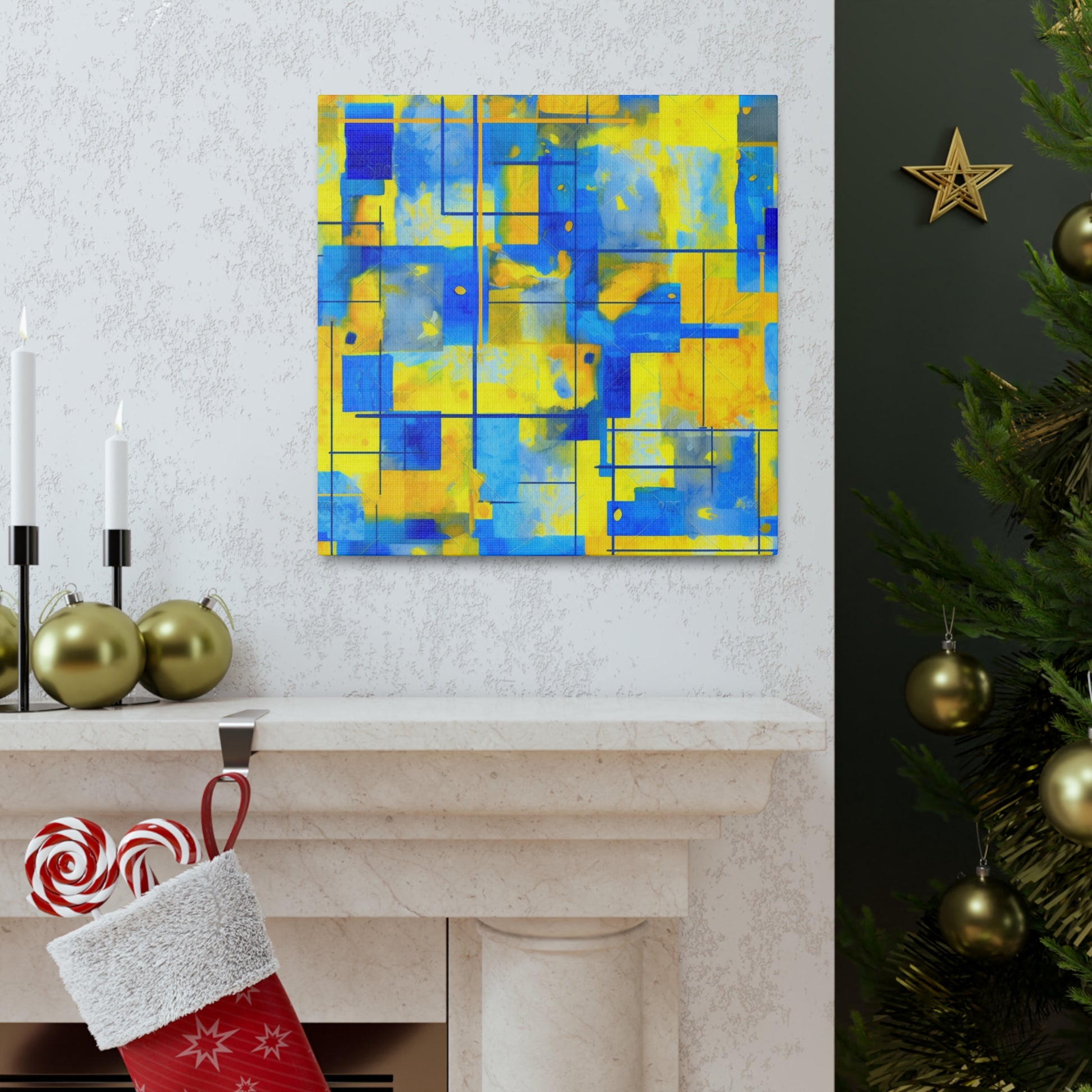 "Yellow & Blue" Canvas Wall Art - Weave Got Gifts - Unique Gifts You Won’t Find Anywhere Else!