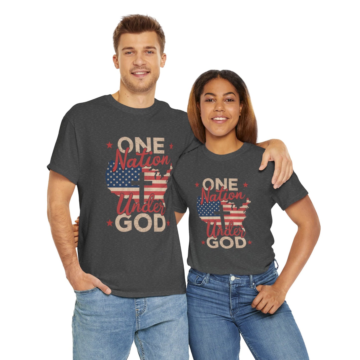 Soft cotton Christian patriotic t shirt with USA flag
