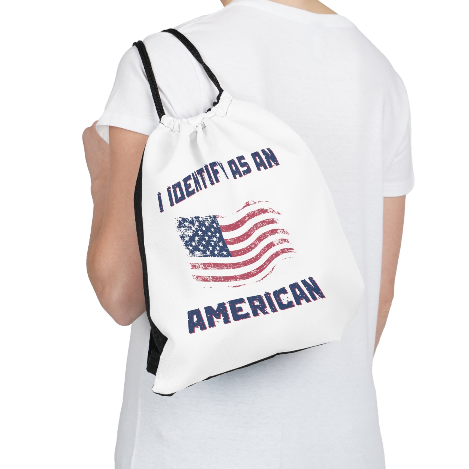 "I Identify As An American" Drawstring Bag - Weave Got Gifts - Unique Gifts You Won’t Find Anywhere Else!