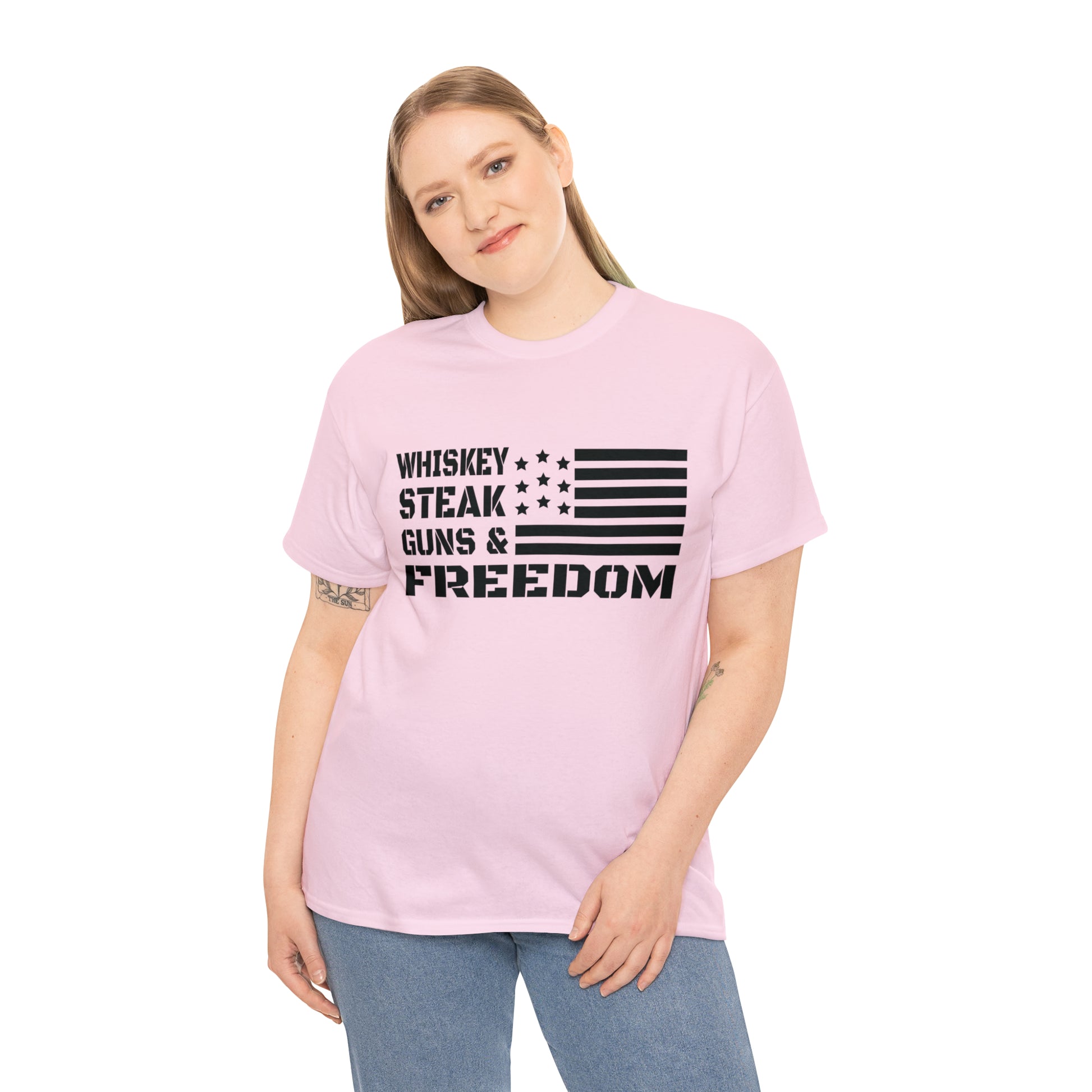 "Whiskey, Steak, Guns & Freedom" T-Shirt - Weave Got Gifts - Unique Gifts You Won’t Find Anywhere Else!